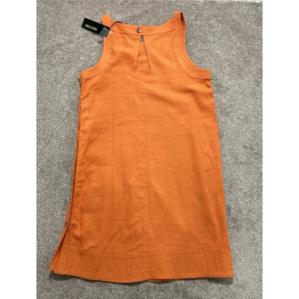 NEW For Cynthia Women's XL Sleeveless Dress w/ Pockets Orange Linen Blend Dress - Picture 13 of 13
